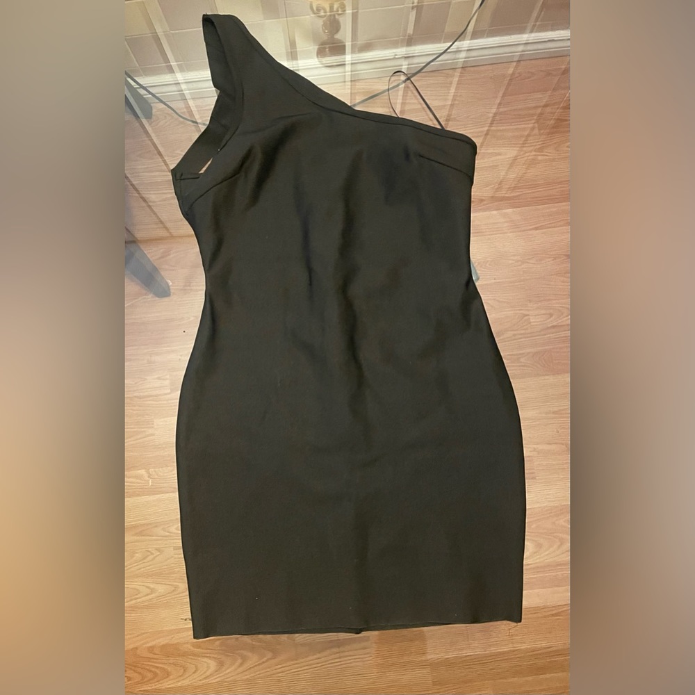 Black Strappy One Shoulder Bandage Mini Dress